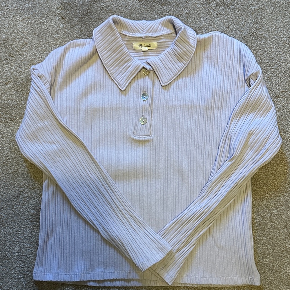 Madewell light Lavender ribbed long sleeve top Sz XXS